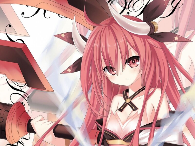 Pink-haired Anime Girl — Pink, Dramatic, Horned Headpiece, Sword