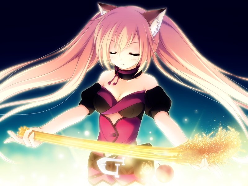 Pink-haired Anime Girl — Pink, Dramatic, Night, Cat Ears