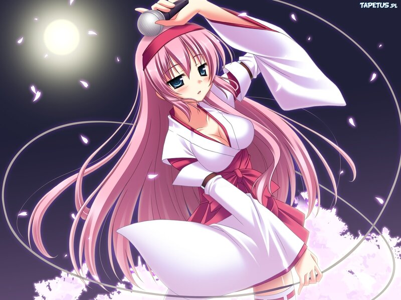 Pink-haired Anime Girl — Pink, Dramatic, Night, Microphone