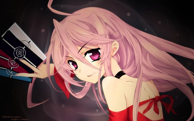 Pink-haired Anime Girl — Pink, Dramatic, Night, Red Dress, Gift Box