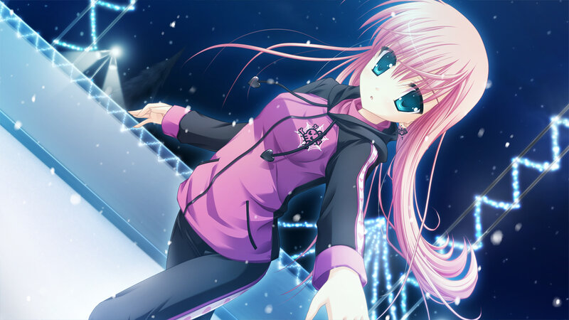 Pink-haired Anime Girl — Pink, Dramatic, Night, Snow
