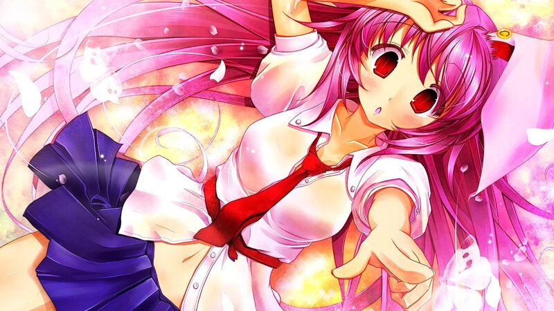 Pink-haired Anime Girl — Pink, Dramatic, Red Tie