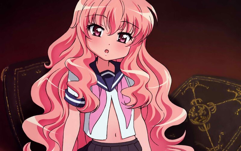 Pink-haired Anime Girl — Pink, Dramatic, School Uniform, Chair