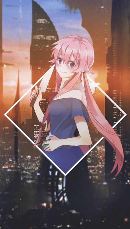 Pink-haired Anime Girl — Pink, Dramatic, Sunset, Cityscape, Knife