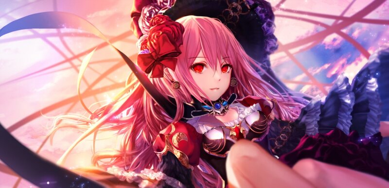 Pink-haired Anime Girl — Pink, Dramatic, Sunset, Digital Art