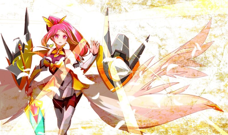 Pink-haired Anime Girl — Pink, Dramatic, Wings, Spear