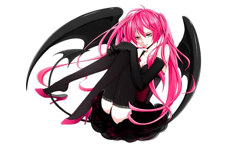 Pink-haired Anime Girl — Pink, Dramatic, Wings