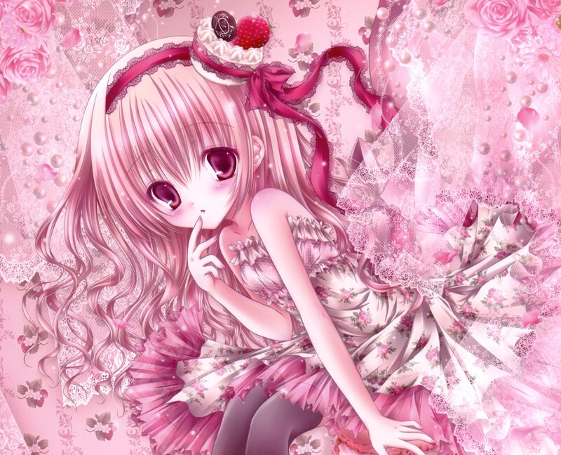 Pink-haired Anime Girl — Pink, Dreamy, Cake
