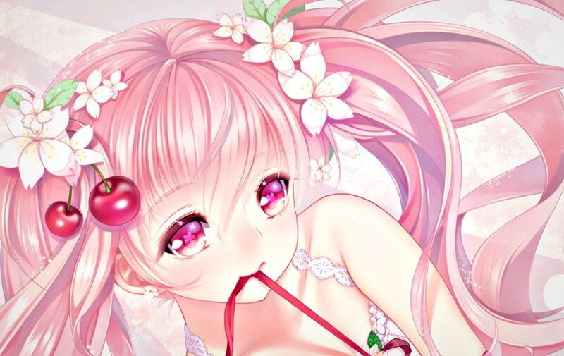 Pink-haired Anime Girl — Pink, Dreamy, Cherry