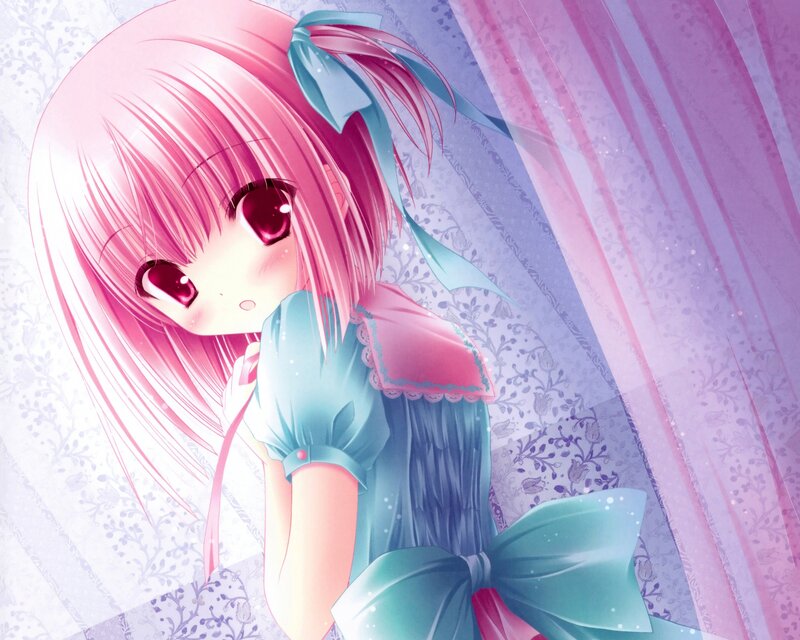 Pink-haired Anime Girl — Pink, Dreamy, Dress, Bow