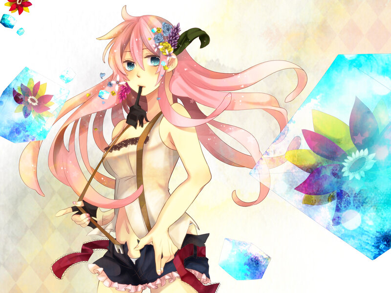 Pink-haired Anime Girl — Pink, Dreamy, Flowers