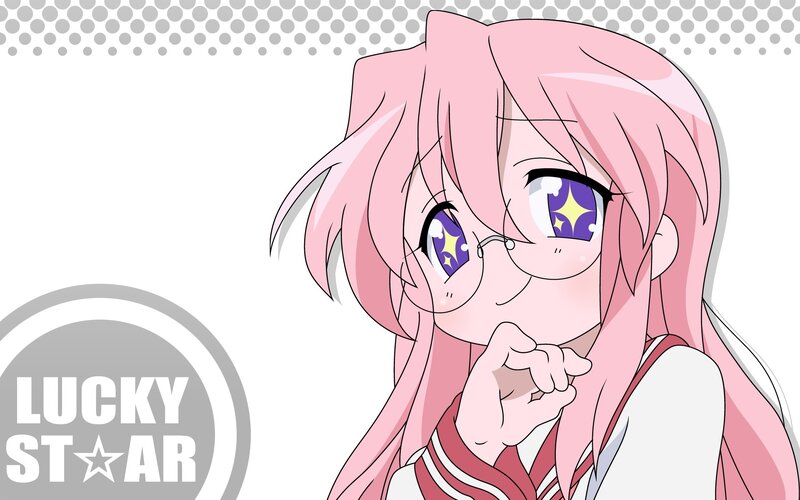 Pink-haired Anime Girl — Pink, Dreamy, Glasses, School Uniform