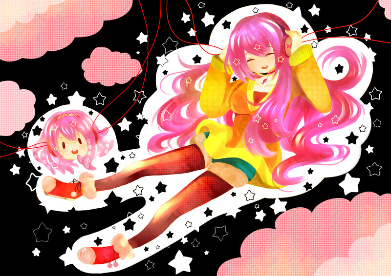 Pink-haired Anime Girl — Pink, Dreamy, Night, Digital Art