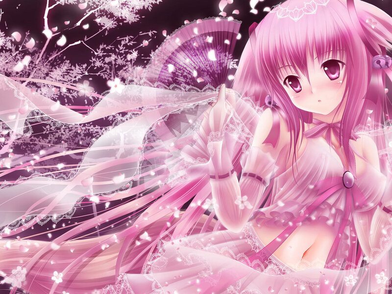 Pink-haired Anime Girl — Pink, Dreamy, Night, Fan