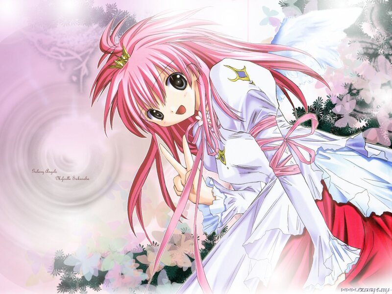 Pink-haired Anime Girl — Pink, Dreamy, Spring, Angel Wings