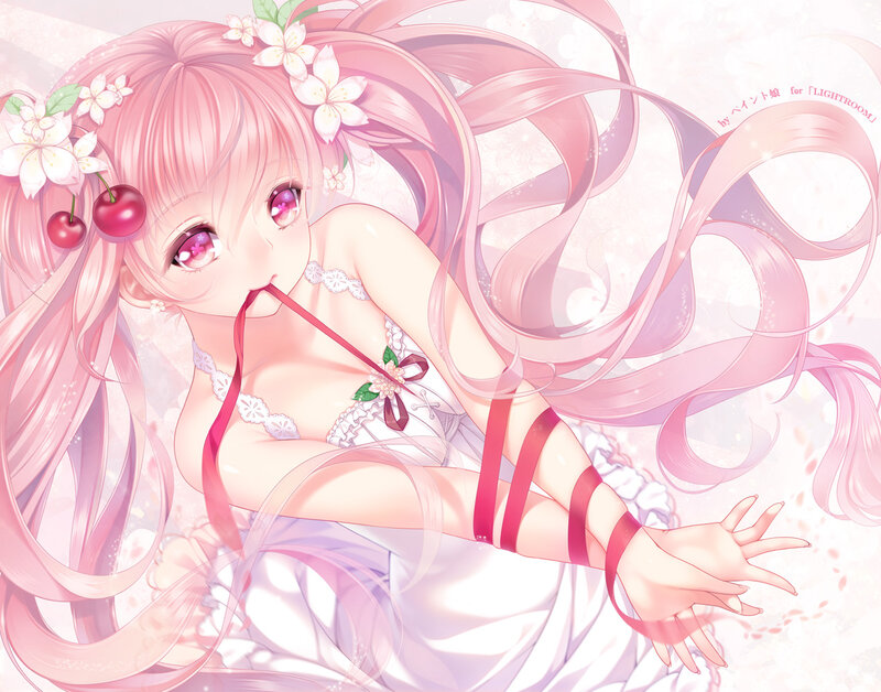 Pink-haired Anime Girl — Pink, Dreamy, Spring, Cherry
