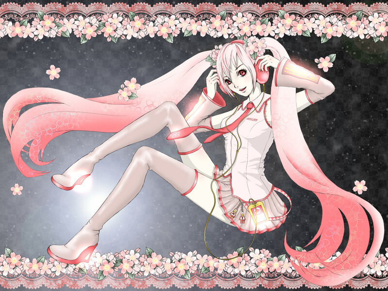 Pink-haired Anime Girl — Pink, Dreamy, Spring, Digital Art, Flowers