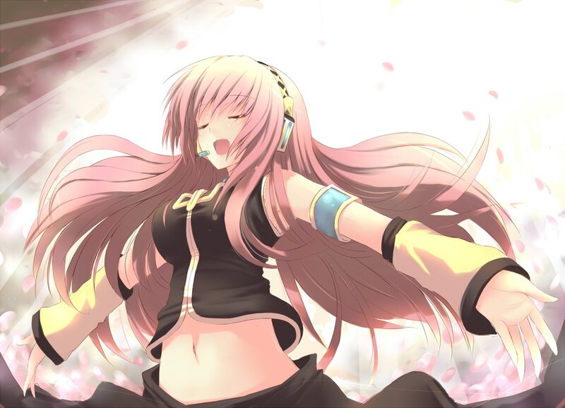 Pink-haired Anime Girl — Pink, Dreamy, Spring, Headphones