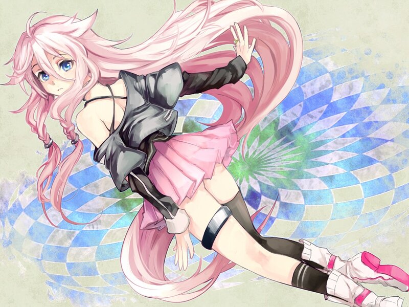 Pink-haired Anime Girl — Pink, Dynamic, Digital Art, Long Hair