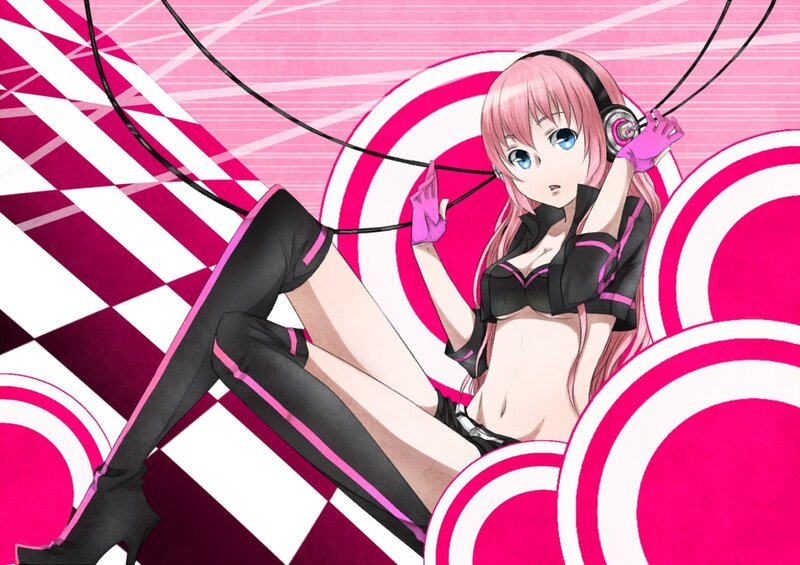 Pink-haired Anime Girl — Pink, Dynamic, Headphones, Gloves