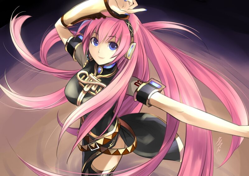 Pink-haired Anime Girl — Pink, Dynamic, Long Hair, Headphones