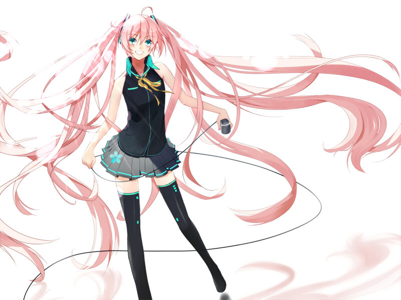 Pink-haired Anime Girl — Pink, Dynamic, Microphone
