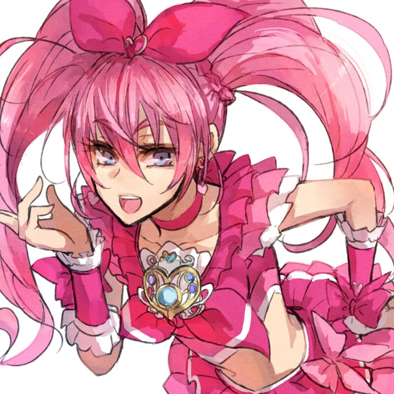 Pink-haired Anime Girl — Pink, Energetic, Bow
