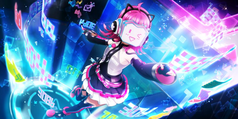 Pink-haired Anime Girl — Pink, Energetic, Headset, Skirt