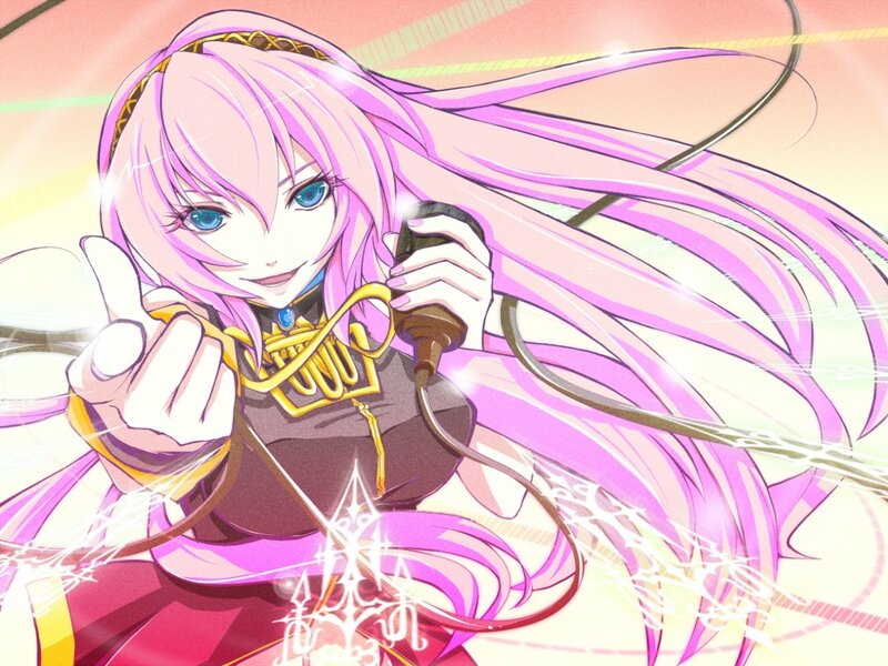 Pink-haired Anime Girl — Pink, Energetic, Microphone