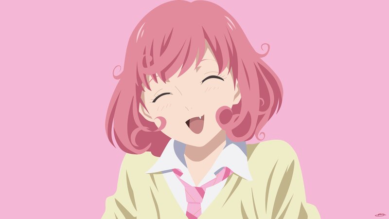 Pink-haired Anime Girl — Pink, Happy, School Uniform, Blush Marks