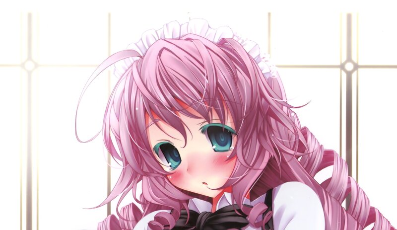 Pink-haired Anime Girl — Pink, Innocent, Maid Outfit
