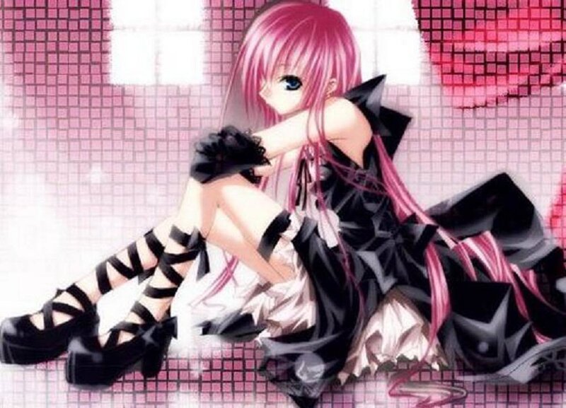 Pink-haired Anime Girl — Pink, Melancholic