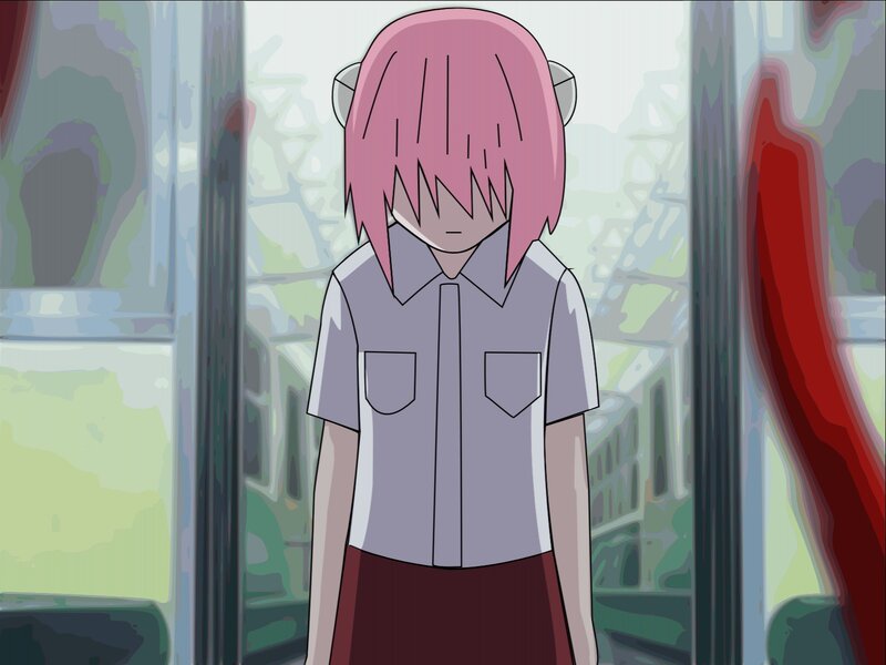 Pink-haired Anime Girl — Pink, Neutral, School Uniform, Window