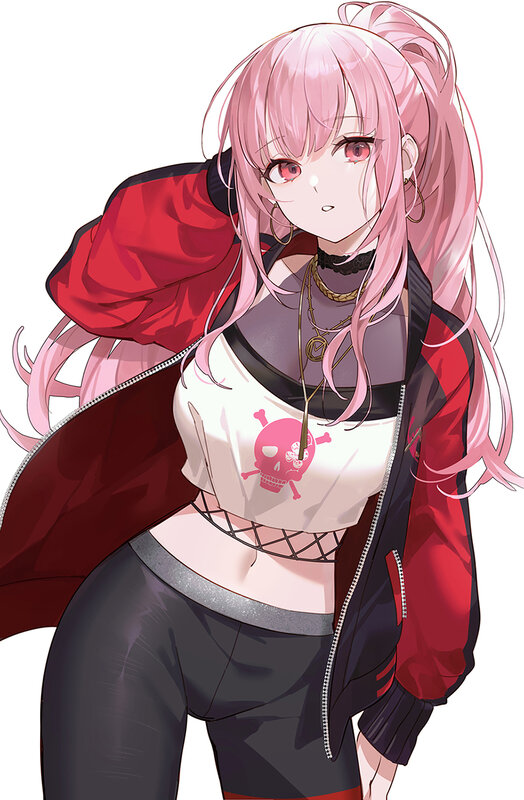 Pink-haired Anime Girl — Pink, Neutral, Skull T-shirt