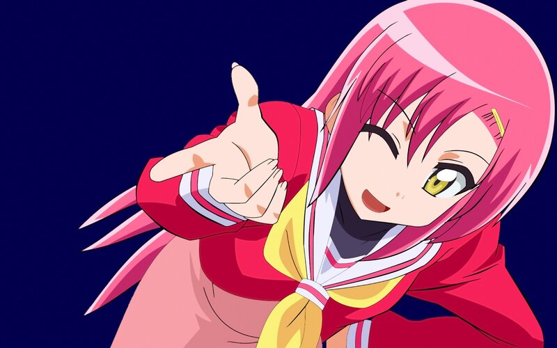 Pink-haired Anime Girl — Pink, Playful, Anime Character, Pointing Hand