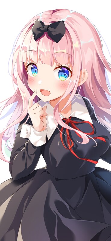 Pink-haired Anime Girl — Pink, Playful, Black Bow, School Uniform