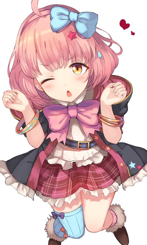 Pink-haired Anime Girl — Pink, Playful, Bow, Skirt