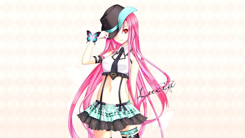 Pink-haired Anime Girl — Pink, Playful, Butterfly