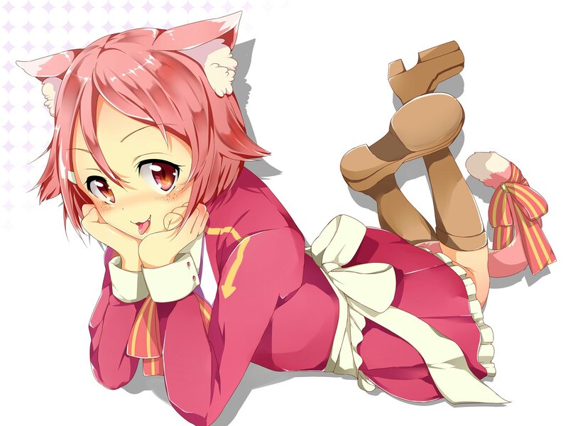 Pink-haired Anime Girl — Pink, Playful, Cat Ears, Boots