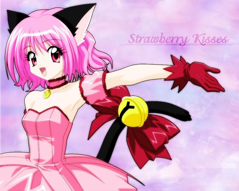 Pink-haired Anime Girl — Pink, Playful, Cat Ears, Red Bow