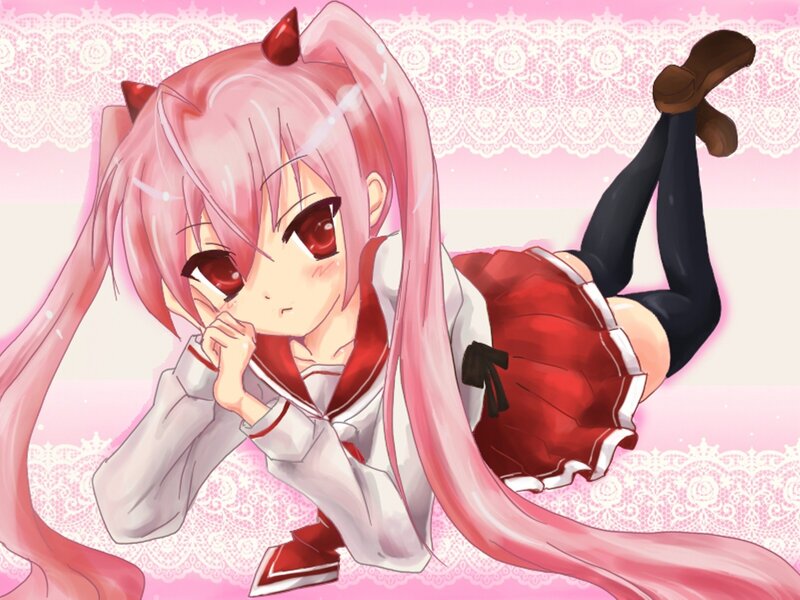 Pink-haired Anime Girl — Pink, Playful, Cat Ears, School Uniform