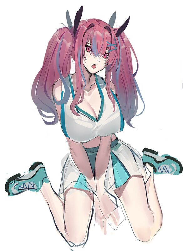 Pink-haired Anime Girl — Pink, Playful, Digital Art, Horns