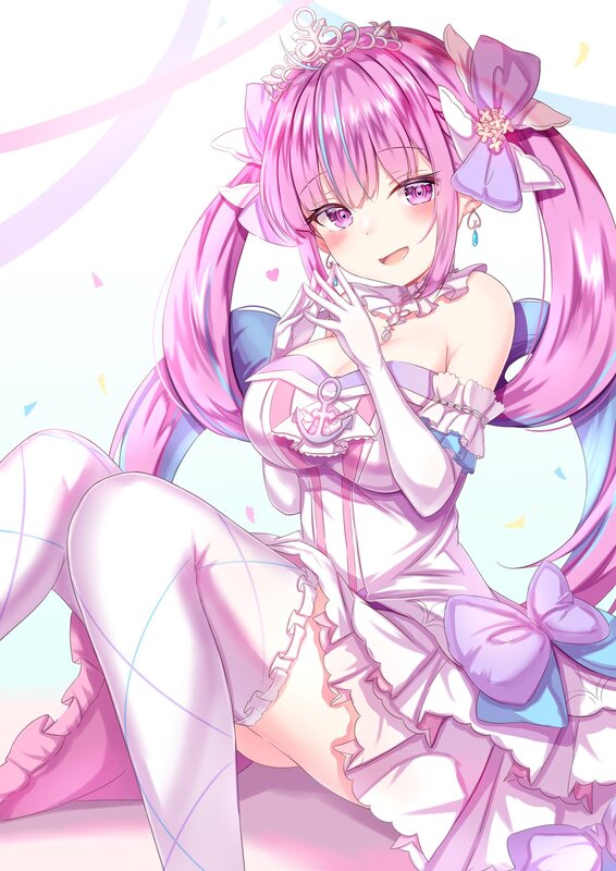 Pink-haired Anime Girl — Pink, Playful, Dress, Tiara
