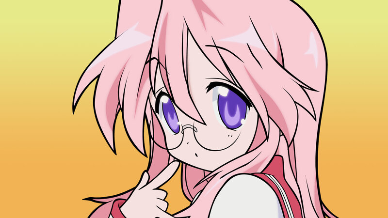 Pink-haired Anime Girl — Pink, Playful, Glasses, Pointing Finger