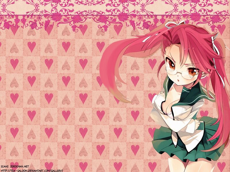 Pink-haired Anime Girl — Pink, Playful, Glasses, School Uniform