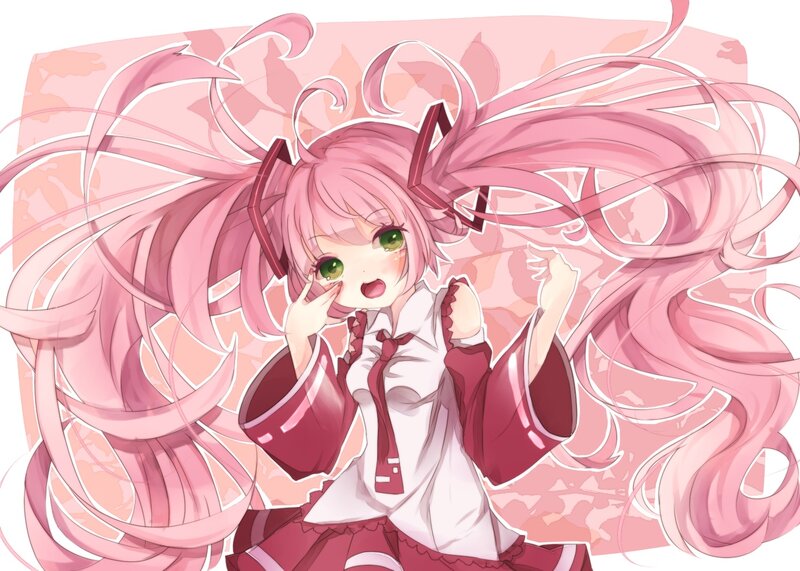 Pink-haired Anime Girl — Pink, Playful, Green Eyes