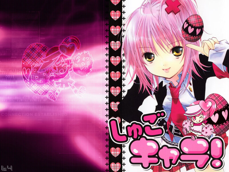 Pink-haired Anime Girl — Pink, Playful, Heart Pattern, Digital Background
