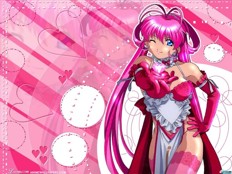 Pink-haired Anime Girl — Pink, Playful, Hearts, Gloves, Dress