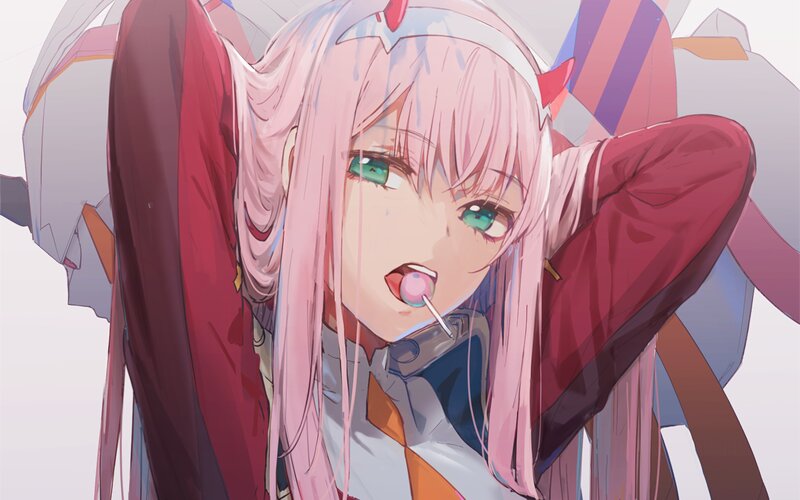 Pink-haired Anime Girl — Pink, Playful, Lollipop, Mecha