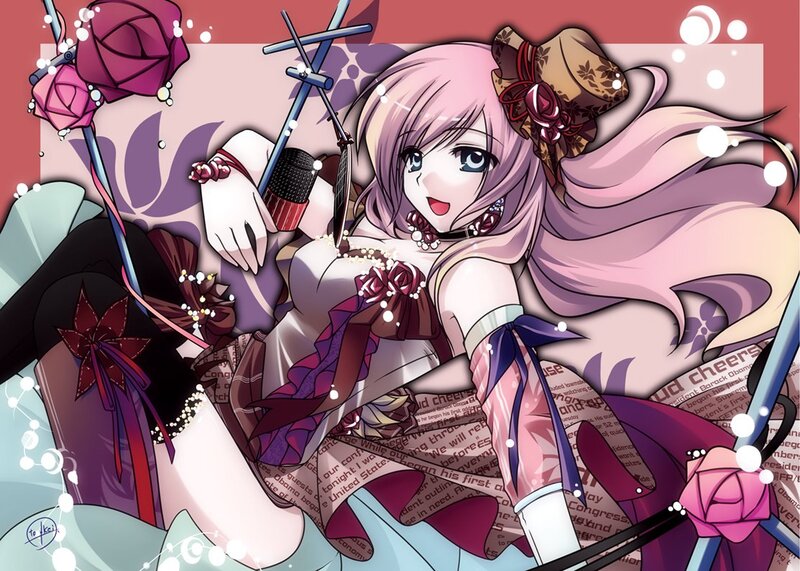 Pink-haired Anime Girl — Pink, Playful, Microphone
